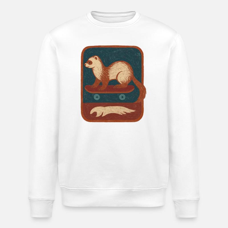 Furet sur Skateboard Rétro - Sweat bio ROLLER Stanley/Stella Unisexe - blanc