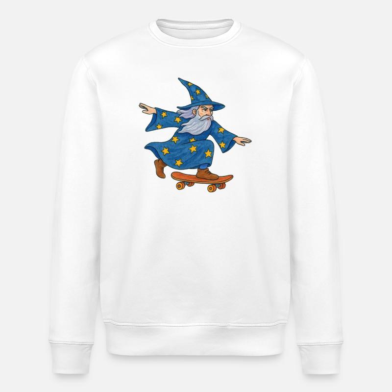 Starry Wizard Skateboard - Stanley/Stella ROLLER Unisex Organic Sweatshirt - white