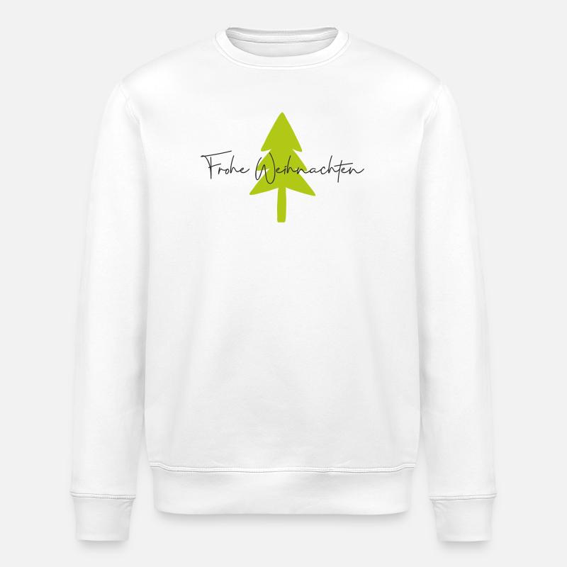 Lettrage d’arbre de Noël vert brillant - Sweat bio ROLLER Stanley/Stella Unisexe - blanc