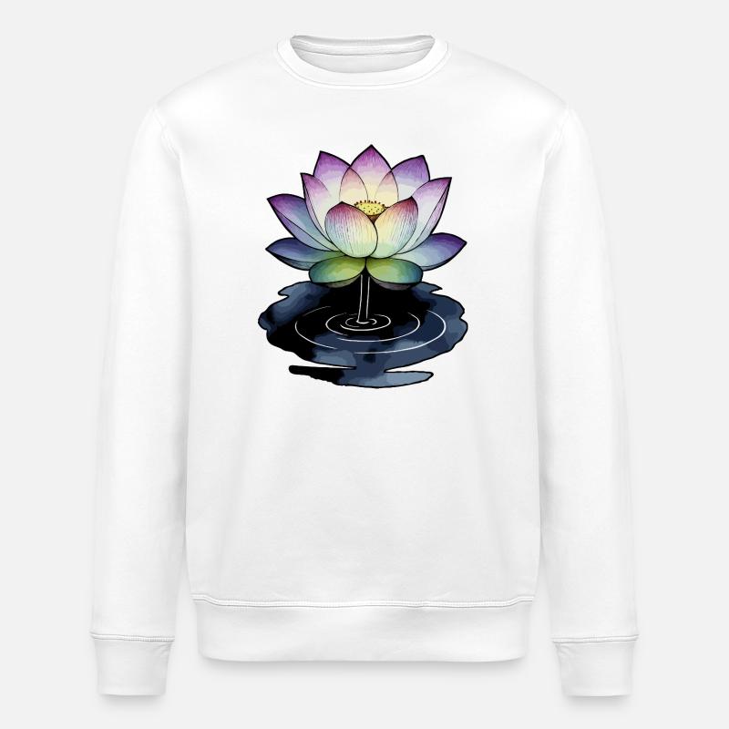 Lotus in der Pfütze - Stanley/Stella Unisex Bio-Sweatshirt ROLLER - Weiß