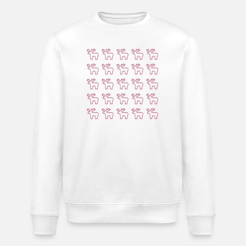 Red Reindeer Silhouette Pattern - Stanley/Stella ROLLER Unisex Organic Sweatshirt - white