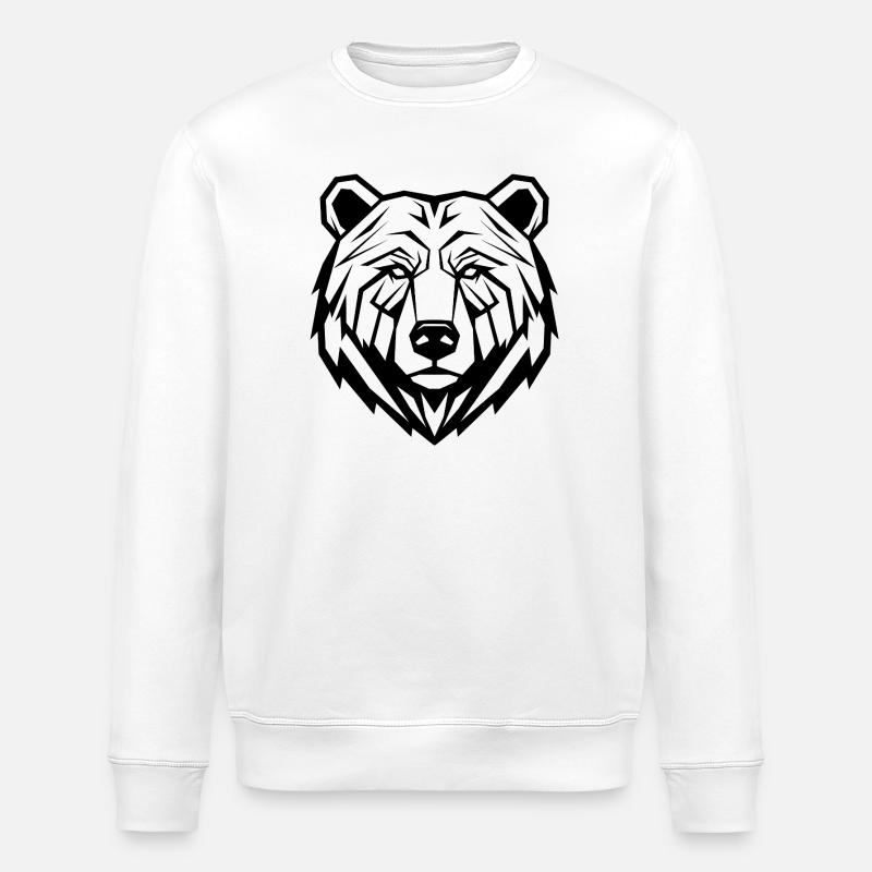 Geometrischer Bär Linienkunst - Stanley/Stella Unisex Bio-Sweatshirt ROLLER - Weiß