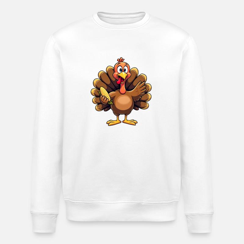 Thanksgiving Lustiger Thanksgiving Truthahn - Stanley/Stella Unisex Bio-Sweatshirt ROLLER - Weiß