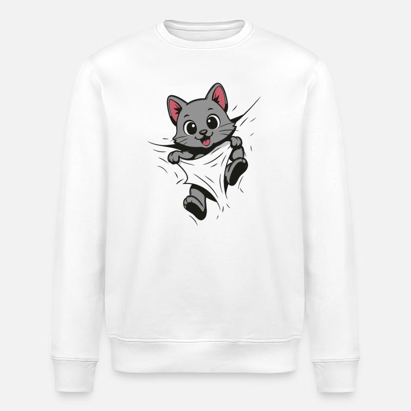 Kitten Cuddly Cat Cute Cat - Stanley/Stella ROLLER Unisex Organic Sweatshirt - white