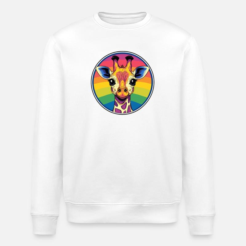 Portrait de girafe arc-en-ciel - Sweat bio ROLLER Stanley/Stella Unisexe - blanc