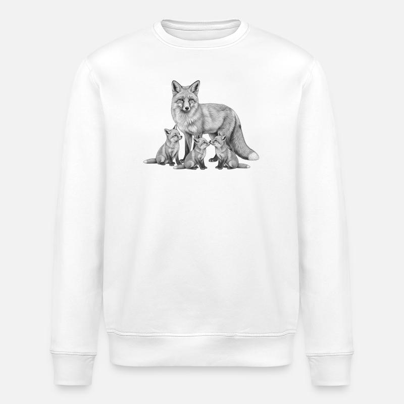 Fox and his cubs - Stanley/Stella ROLLER Unisex Organic Sweatshirt - white