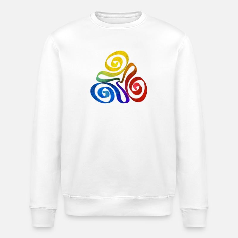 Spirale triangle arc-en-ciel - Sweat bio ROLLER Stanley/Stella Unisexe - blanc