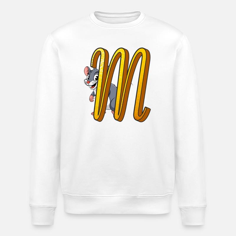 Lettre M - Sweat bio ROLLER Stanley/Stella Unisexe - blanc