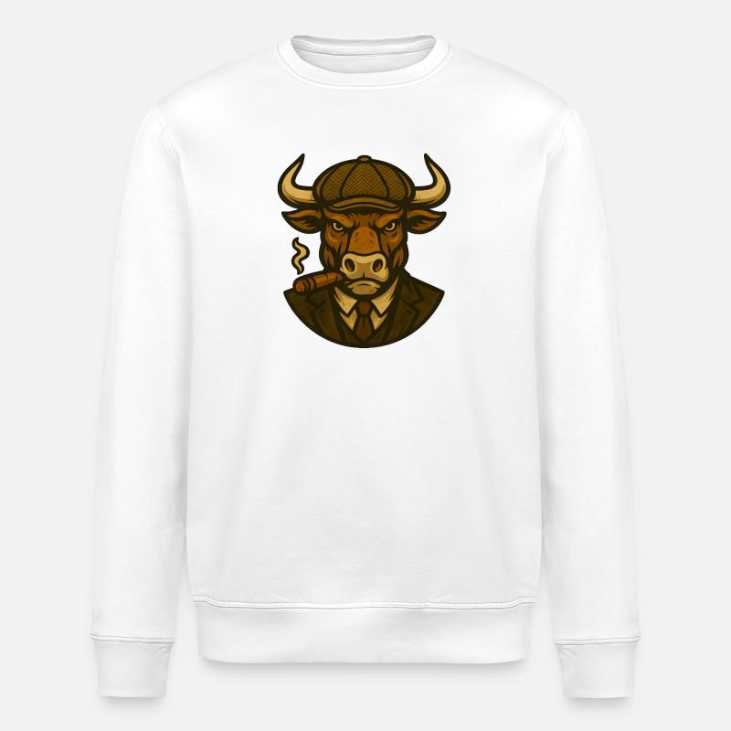 Stier im Anzug mit Zigarre - Stanley/Stella Unisex Bio-Sweatshirt ROLLER - Weiß