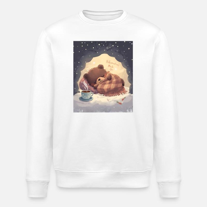 Winterschlafmodus in der gemütlichen Bärennacht - Stanley/Stella Unisex Bio-Sweatshirt ROLLER - Weiß