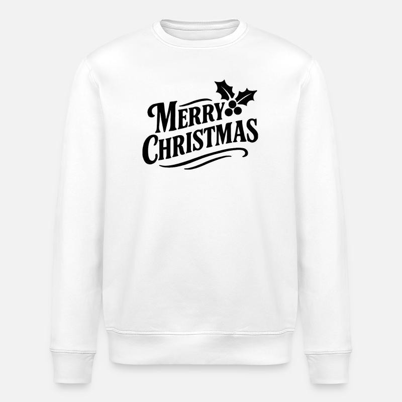 Joyeux Noël aux feuilles de houx - Sweat bio ROLLER Stanley/Stella Unisexe - blanc