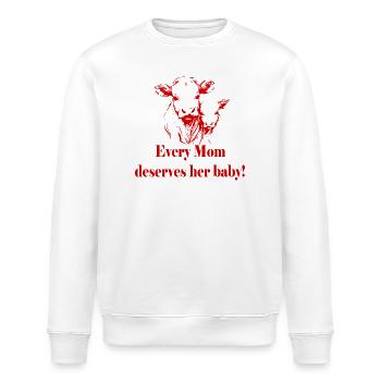 Tierschutz - Kuh + Baby - Stanley/Stella Unisex Bio-Sweatshirt ROLLER - Weiß - Vorne - Nik (191cm)