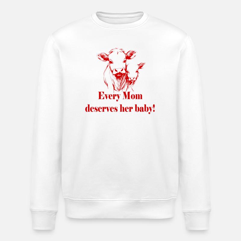 Tierschutz - Kuh + Baby - Stanley/Stella Unisex Bio-Sweatshirt ROLLER - Weiß