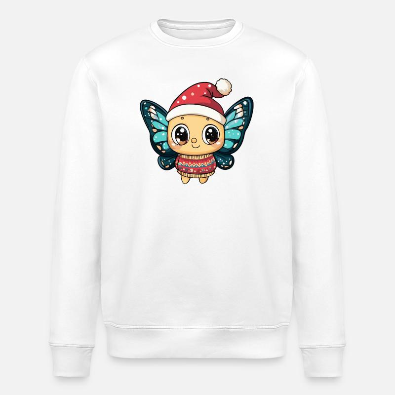 Schmetterling Weihnachten - Stanley/Stella Unisex Bio-Sweatshirt ROLLER - Weiß