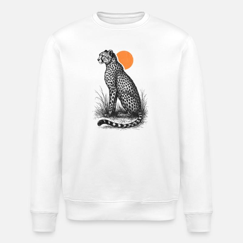 Gepard im Sonnenuntergang - Stanley/Stella Unisex Bio-Sweatshirt ROLLER - Weiß