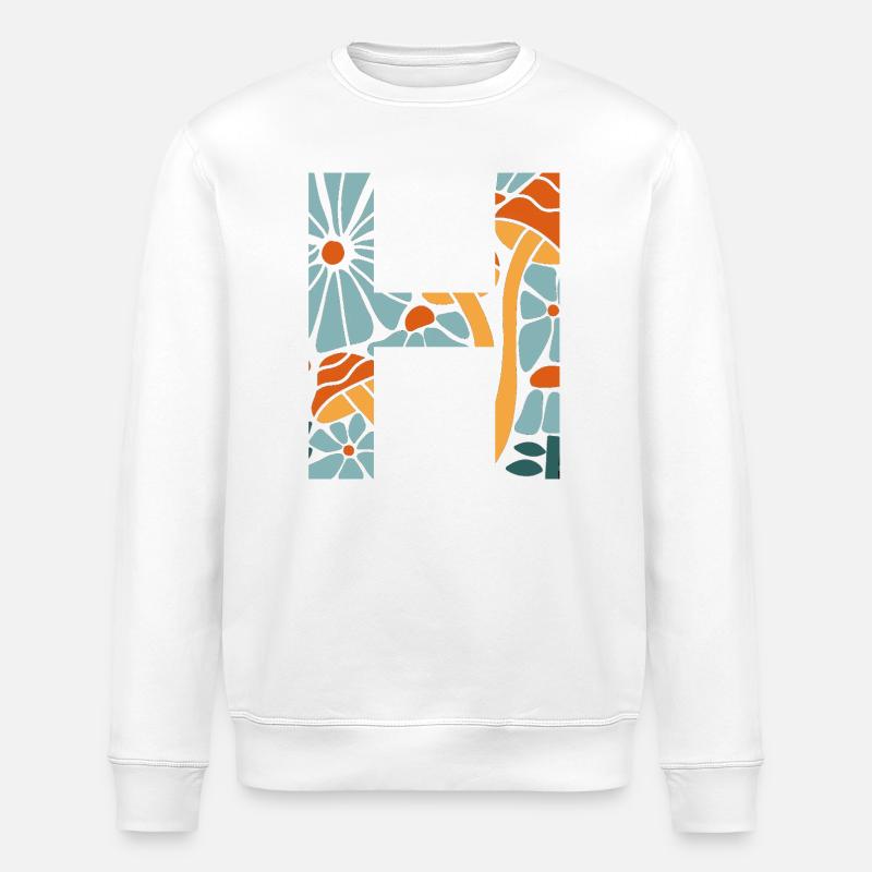 Buchstabe h groovige Blumen Geschenkidee - Stanley/Stella Unisex Bio-Sweatshirt ROLLER - Weiß