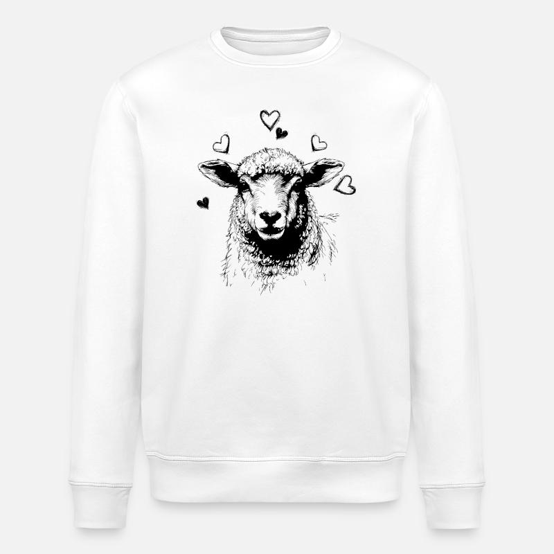 Schaf mit Herzchen - Stanley/Stella Unisex Bio-Sweatshirt ROLLER - Weiß