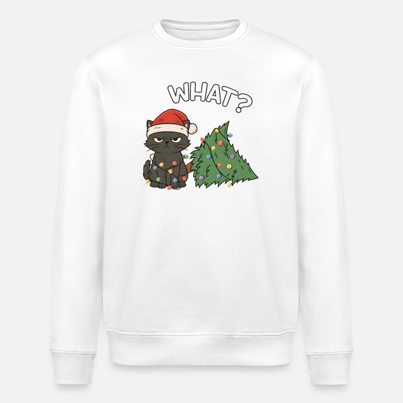 Drôle Chat Mignon Noël Sass - Sweat bio ROLLER Stanley/Stella Unisexe - blanc