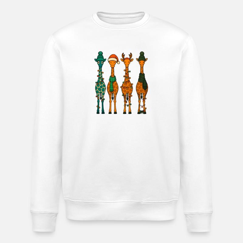 Giraffe Quartett Gemütliches Winterweihnachten - Stanley/Stella Unisex Bio-Sweatshirt ROLLER - Weiß
