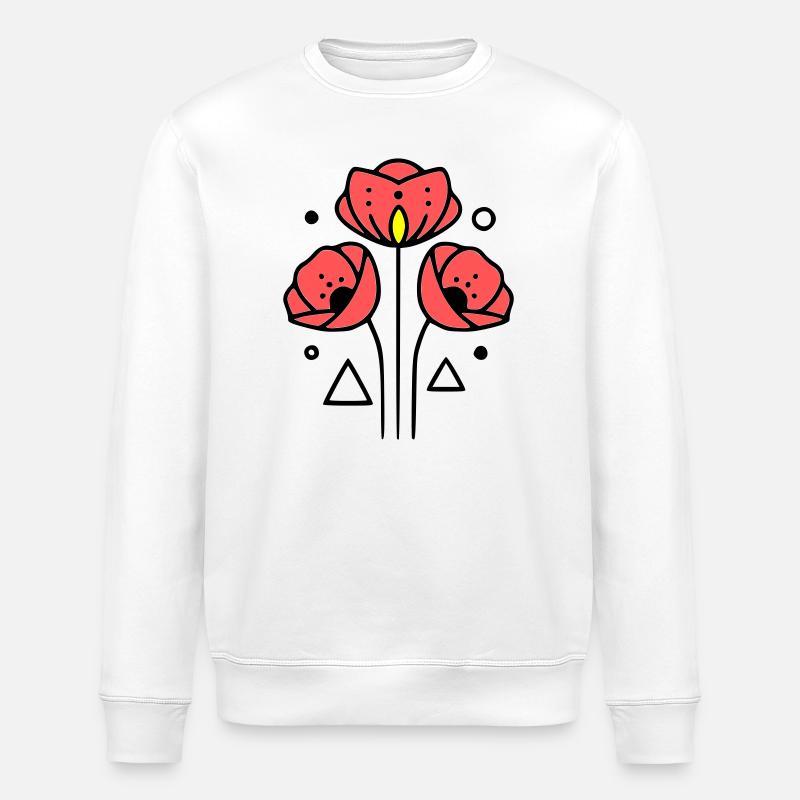 mohnblume-mohnblumen-minimalistisch-line-art-2 - Stanley/Stella Unisex Bio-Sweatshirt ROLLER - Weiß