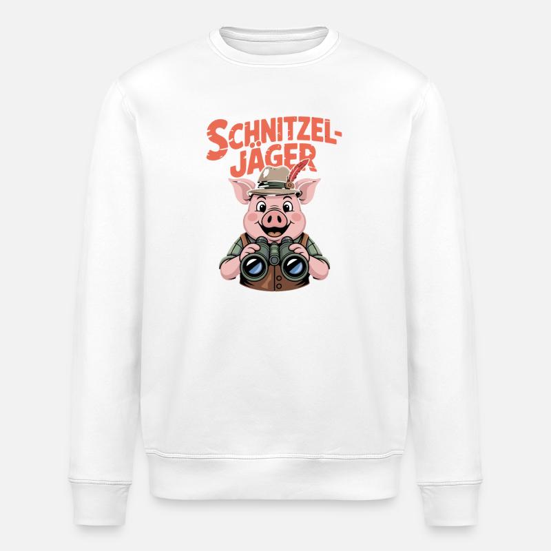 Schnitzeljäger Schwein Schnitzel Koch Essen - Stanley/Stella Unisex Bio-Sweatshirt ROLLER - Weiß