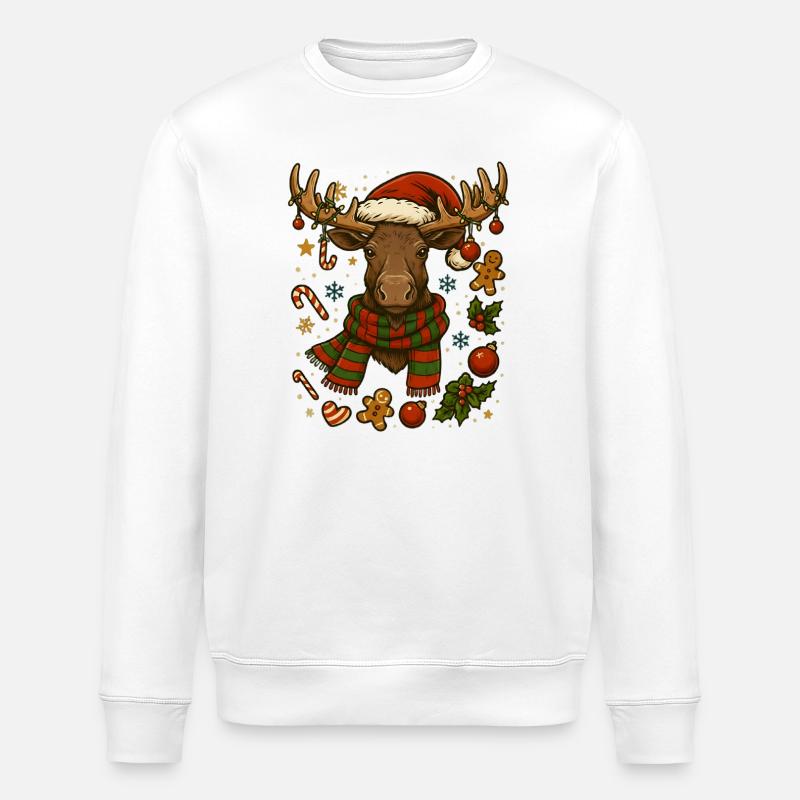 L’orignal à Noël - Sweat bio ROLLER Stanley/Stella Unisexe - blanc