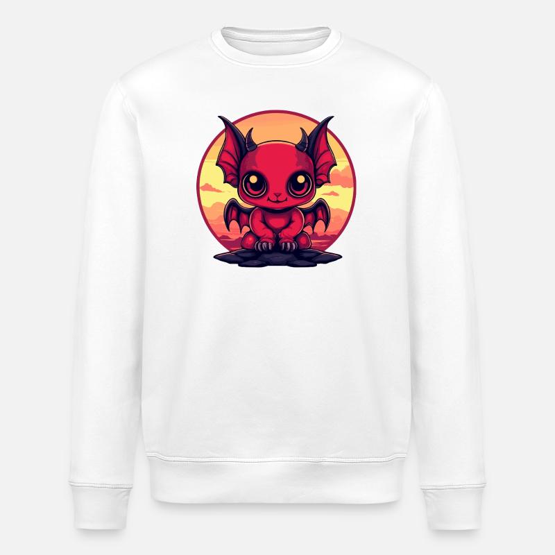 Roter Dämonen-Kobold am Abend - Stanley/Stella Unisex Bio-Sweatshirt ROLLER - Weiß
