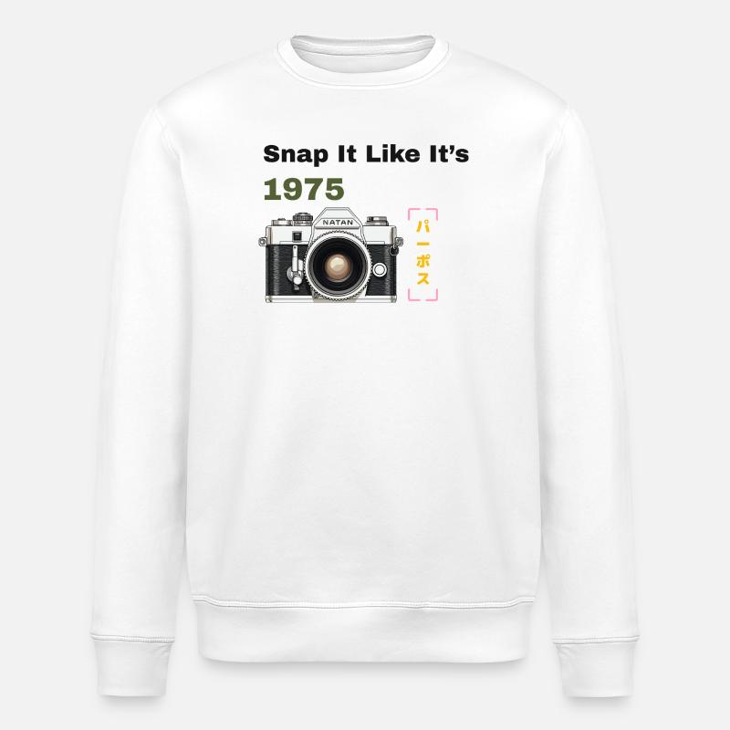 Snap It Like It's 1975 - Stanley/Stella ROLLER Unisex Organic Sweatshirt - white