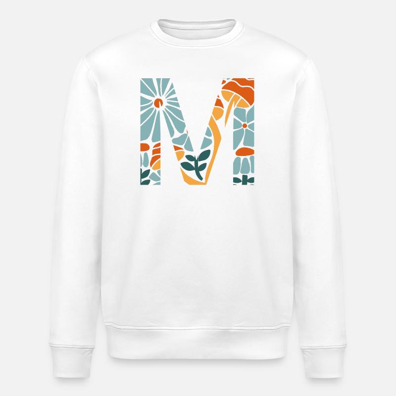Buchstabe m Blumen groovy Geschenkidee - Stanley/Stella Unisex Bio-Sweatshirt ROLLER - Weiß