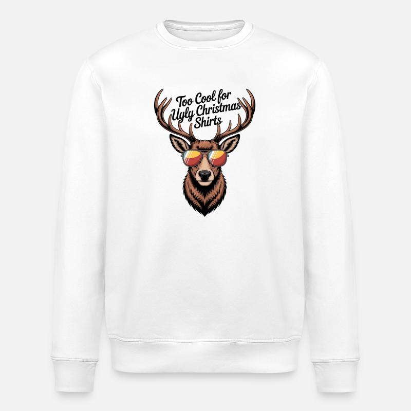 Hirsch mit Geweih Ugly christmas - Stanley/Stella Unisex Bio-Sweatshirt ROLLER - Weiß