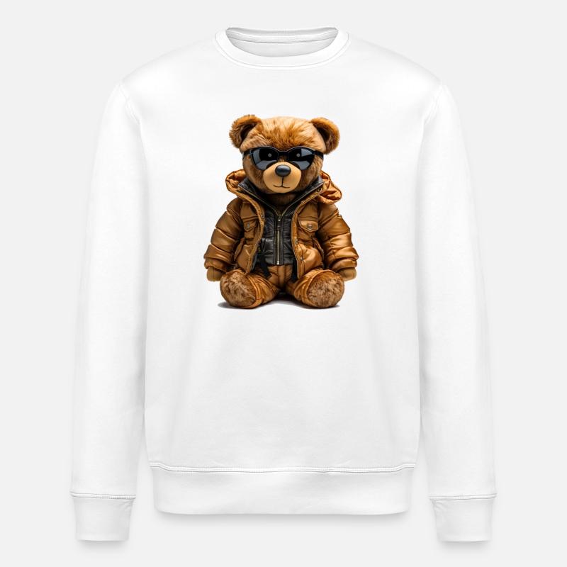 Cooler Bär im Parka - Stanley/Stella Unisex Bio-Sweatshirt ROLLER - Weiß