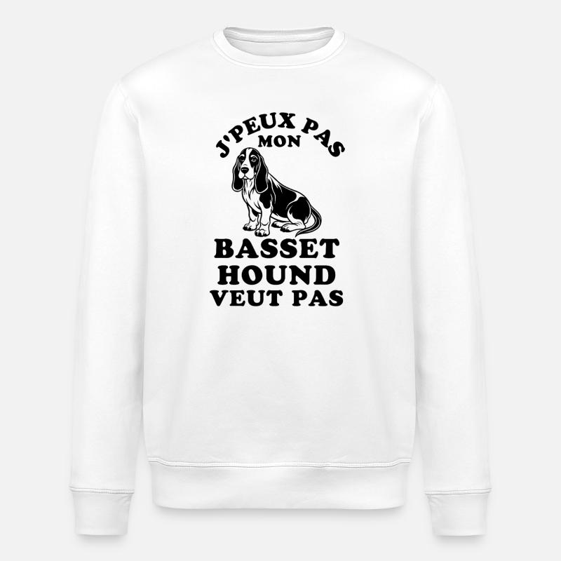 Basset hound chien de race  - Sweat bio ROLLER Stanley/Stella Unisexe - blanc