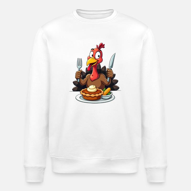 Thanksgiving Lustiger Thanksgiving Truthahn - Stanley/Stella Unisex Bio-Sweatshirt ROLLER - Weiß