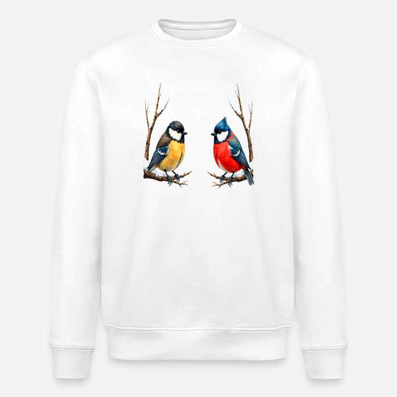 Zwillingssingvögel im Winter - Stanley/Stella Unisex Bio-Sweatshirt ROLLER - Weiß