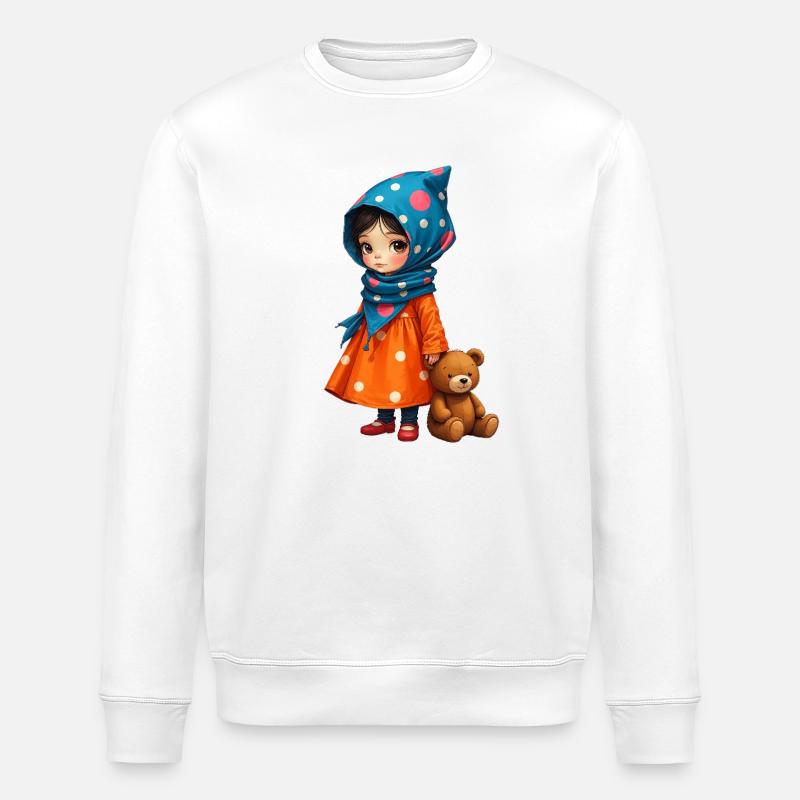 Fille à pois et ours - Sweat bio ROLLER Stanley/Stella Unisexe - blanc