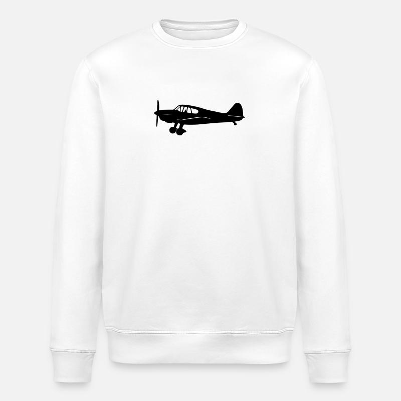 Messerschmitt Bf 108 Silhouette Flugzeug - Stanley/Stella Unisex Bio-Sweatshirt ROLLER - Weiß
