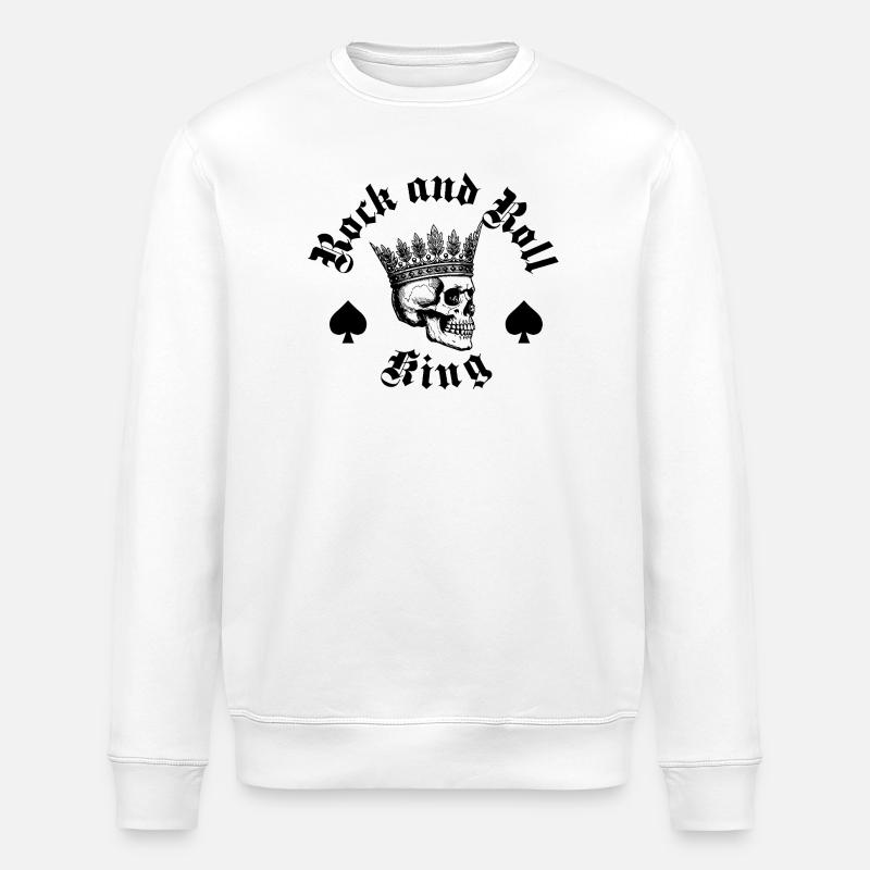 König des Rock'n'Roll-Logo-Designs - Stanley/Stella Unisex Bio-Sweatshirt ROLLER - Weiß
