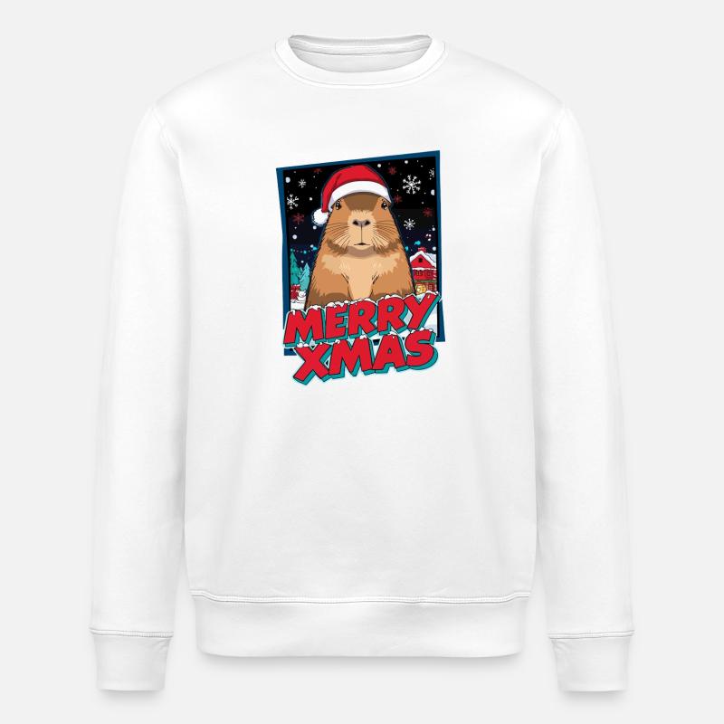 Capybara avec chapeau de Père Noël - Sweat bio ROLLER Stanley/Stella Unisexe - blanc