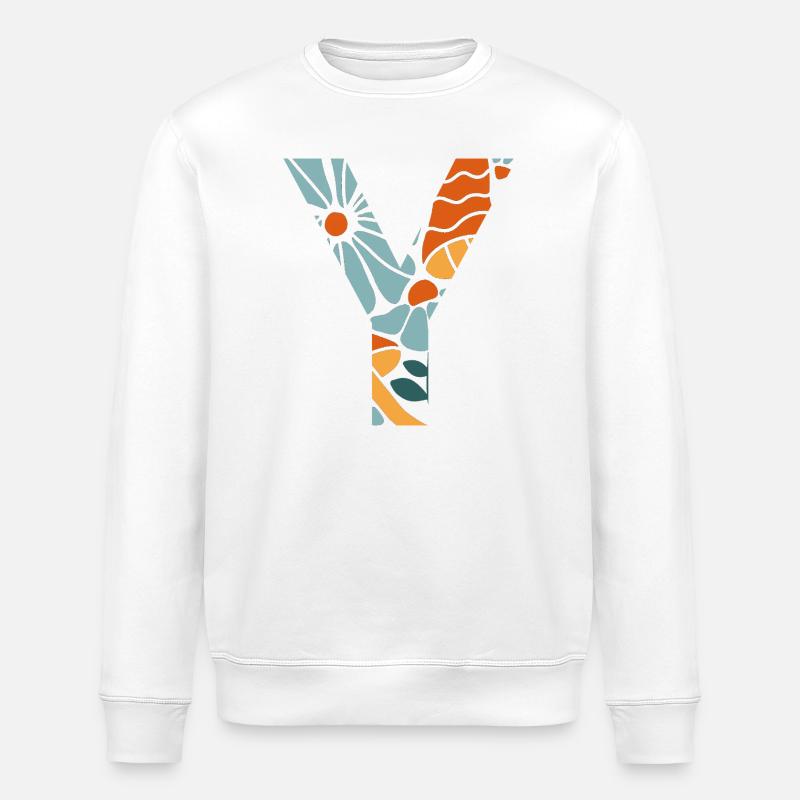 Lettre y fleurs groovy idée cadeau - Sweat bio ROLLER Stanley/Stella Unisexe - blanc