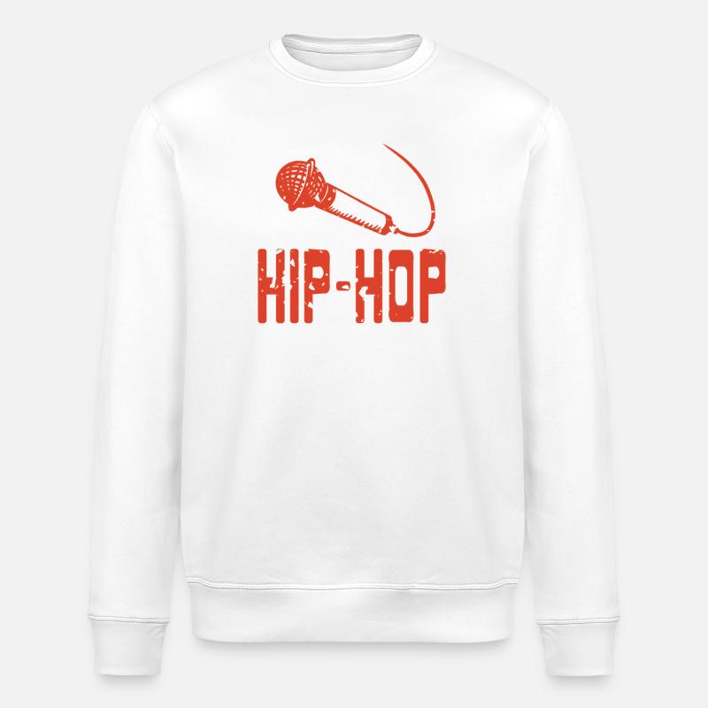Beat Rhythm Microphone Flow Retro Vibe - Stanley/Stella ROLLER Unisex Organic Sweatshirt - white