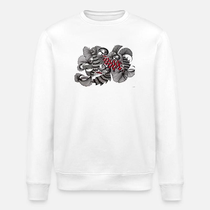 Black White Red Pattern - Stanley/Stella ROLLER Unisex Organic Sweatshirt - white