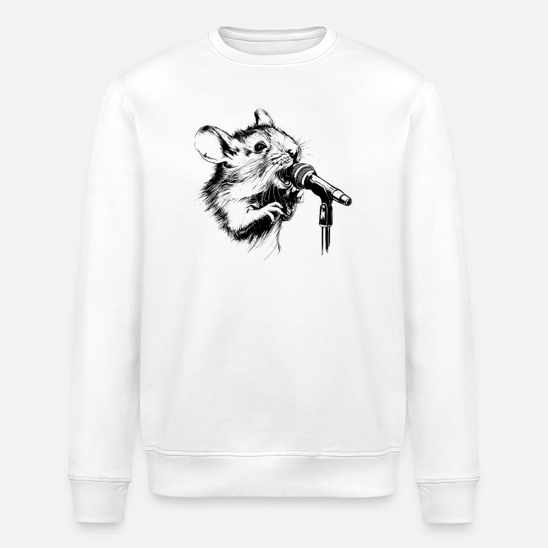 Singing Mouse - Stanley/Stella ROLLER Unisex Organic Sweatshirt - white