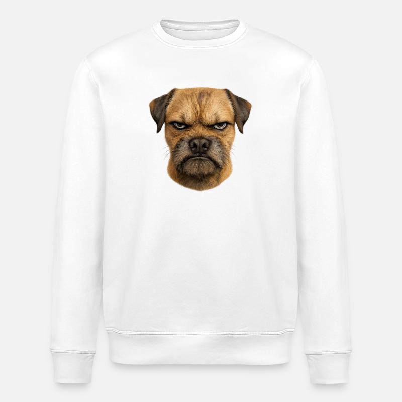 Grim Dog Face | Border Terrier - Stanley/Stella ROLLER Unisex Organic Sweatshirt - white
