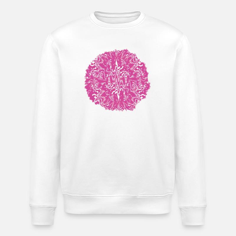 Circle Rose Pink Pattern - Stanley/Stella ROLLER Unisex Organic Sweatshirt - white