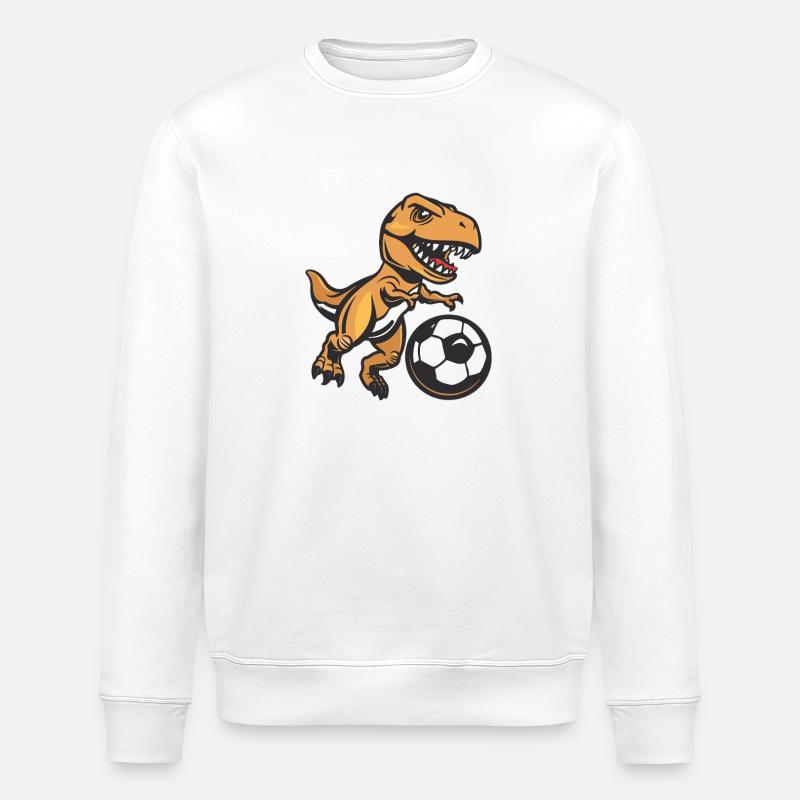 T-Rex Dino Fußball - Stanley/Stella Unisex Bio-Sweatshirt ROLLER - Weiß