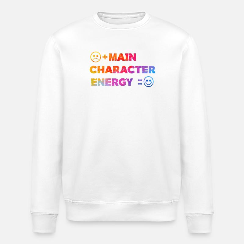 smile Main Character Energy - Stanley/Stella Unisex Bio-Sweatshirt ROLLER - Weiß