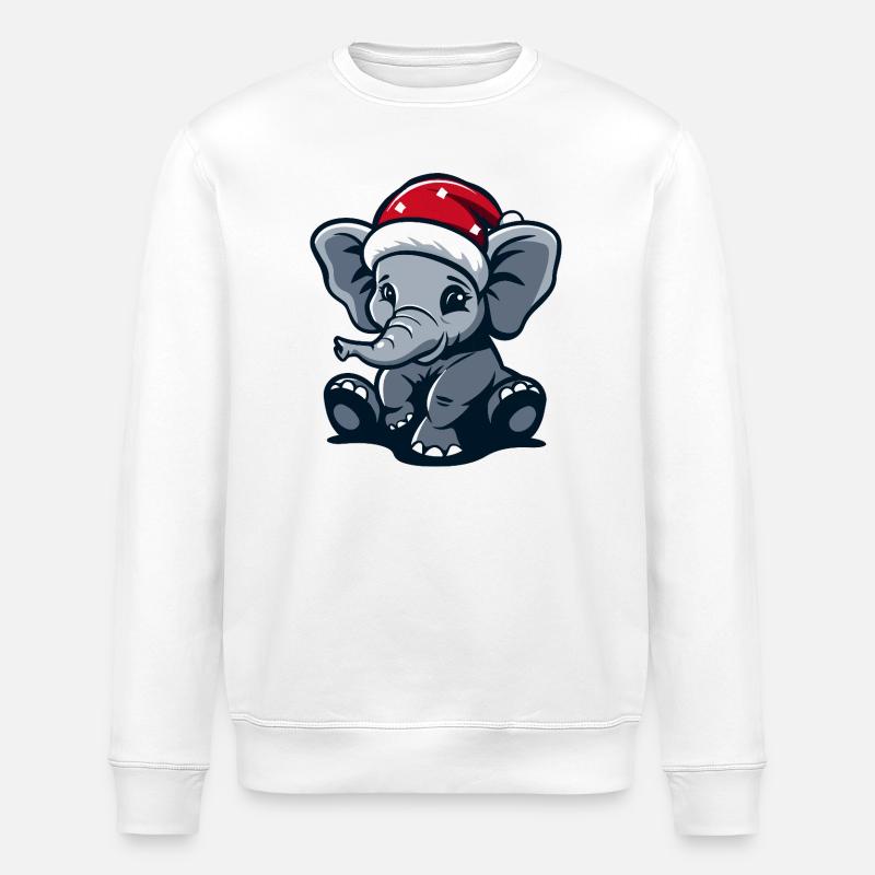 Elephant Christmas - Stanley/Stella ROLLER Unisex Organic Sweatshirt - white