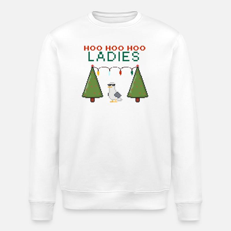 HooHooHoo Women's Pixel Christmas - Stanley/Stella ROLLER Unisex Organic Sweatshirt - white