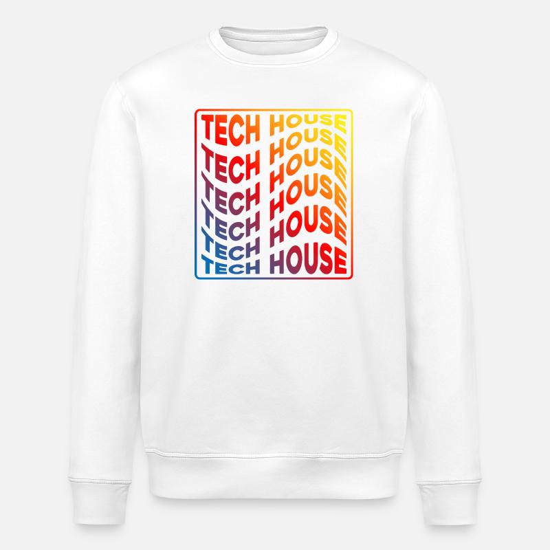 Tech House Neon Gradient Repeats - Stanley/Stella ROLLER Unisex Organic Sweatshirt - white