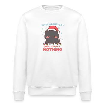Freche Katze Weihnachten Bereue nichts - Stanley/Stella Unisex Bio-Sweatshirt ROLLER - Weiß - Vorne - Nik (191cm)